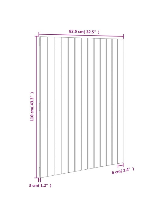 Seinale kinnitatav voodipeats, valge, 82,5x3x110 cm, männipuit