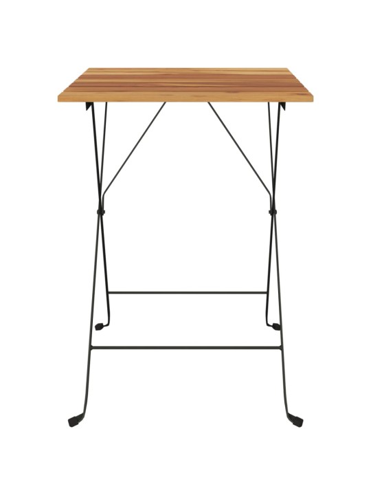 Kokkupandav bistroolaud, 55 x 54 x 71 cm, tiikpuu ja teras
