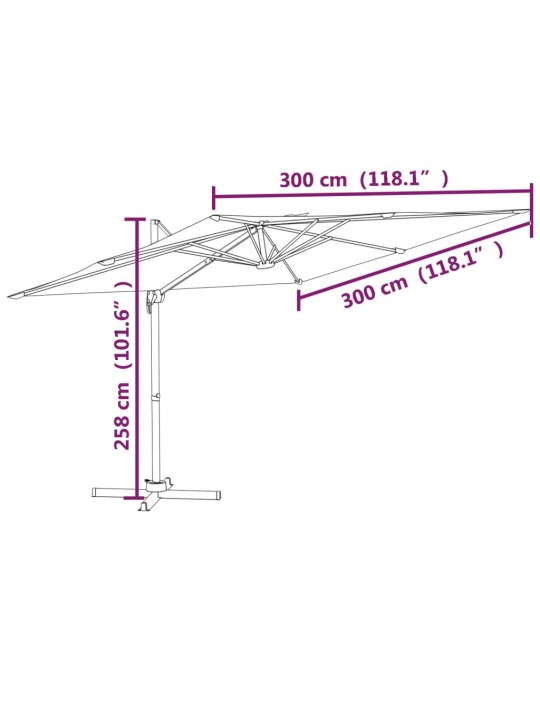 Alumiiniumpostiga päikesevari, liivavalge, 300 x 300 cm