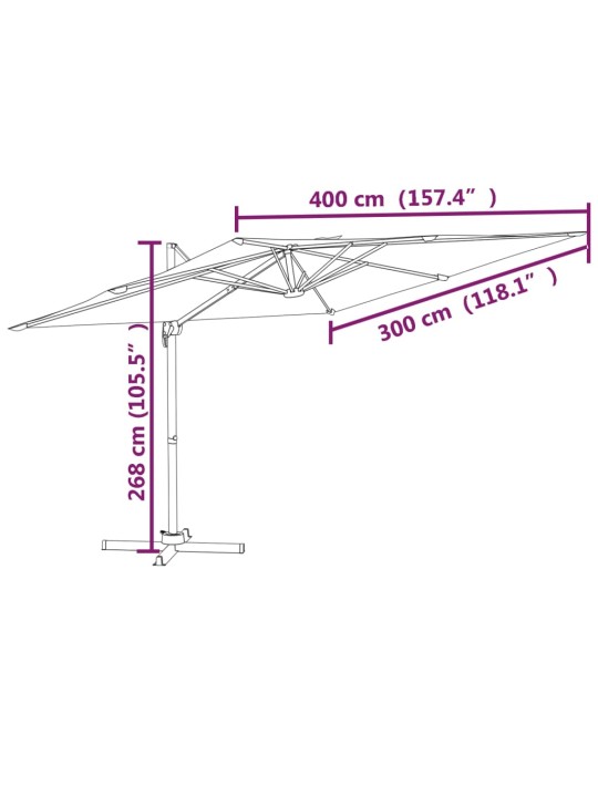 Alumiiniumpostiga päikesevari, liivavalge, 400 x 300 cm