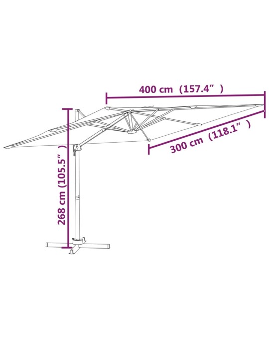 Alumiiniumpostiga päikesevari, taevasinine, 400 x 300 cm