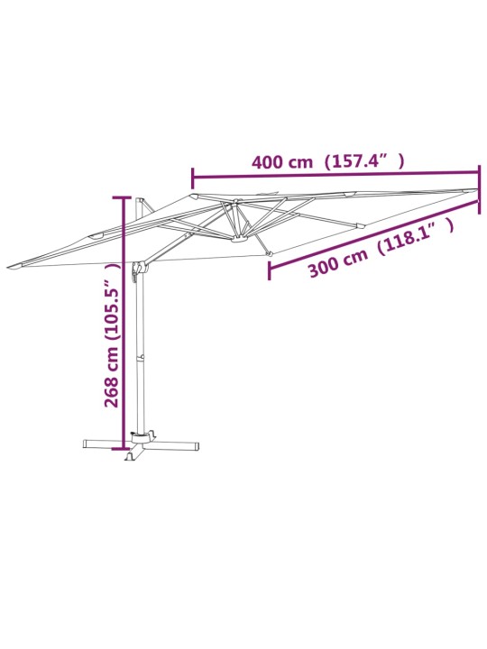 Päikesevari LEDiga, roheline, 400x300 cm