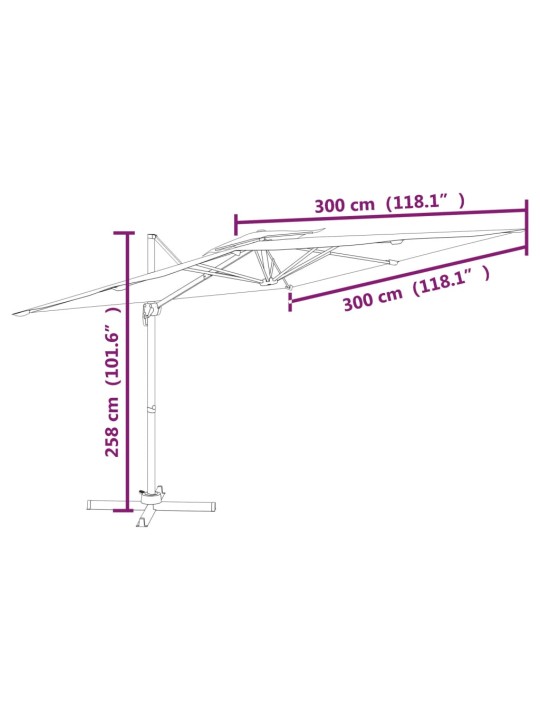 Kahekordse katusega päikesevari, roheline, 300 x 300 cm