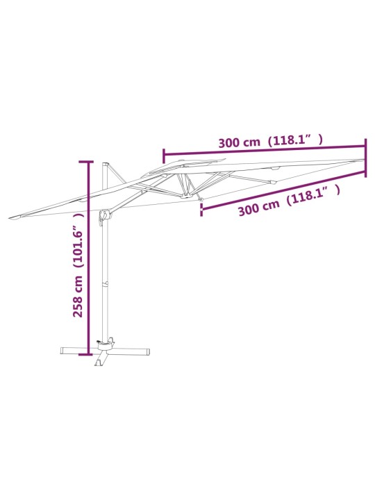 Kahekordse katusega päikesevari, antratsiithall, 300 x 300 cm