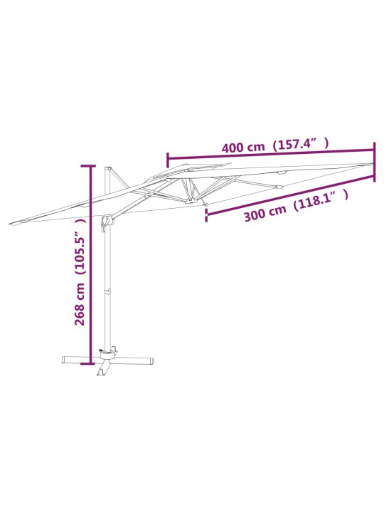 Kahekordse katusega päikesevari, antratsiithall, 400 x 300 cm