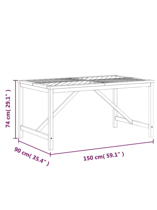 Aia söögilaud, 150 x 90 x 74 cm, akaatsiapuit