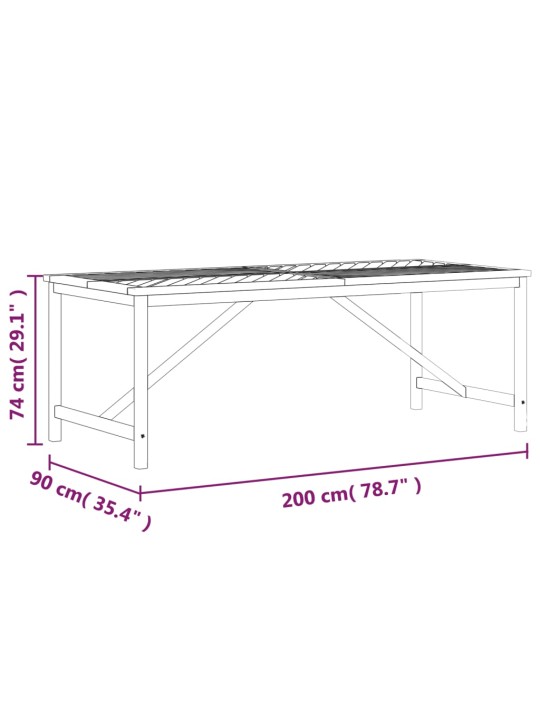 Aia söögilaud, 200 x 90 x 74 cm, akaatsiapuit