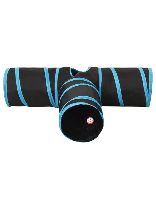 3-suunaline kassitunnel, must ja sinine, 90 cm, polüester