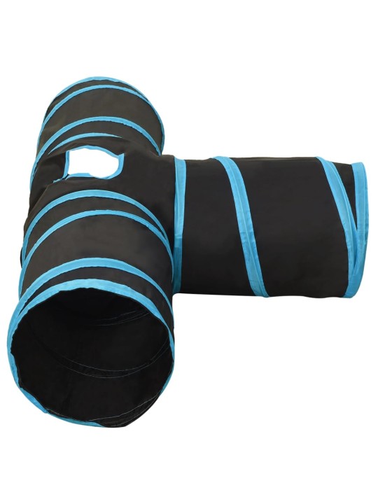 3-suunaline kassitunnel, must ja sinine, 90 cm, polüester