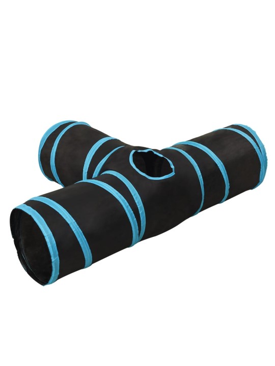 3-suunaline kassitunnel, must ja sinine, 90 cm, polüester