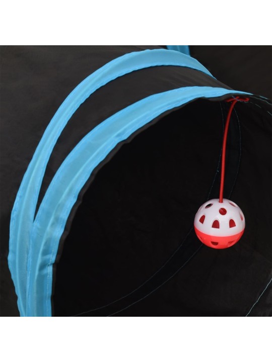 3-suunaline kassitunnel, must ja sinine, 90 cm, polüester