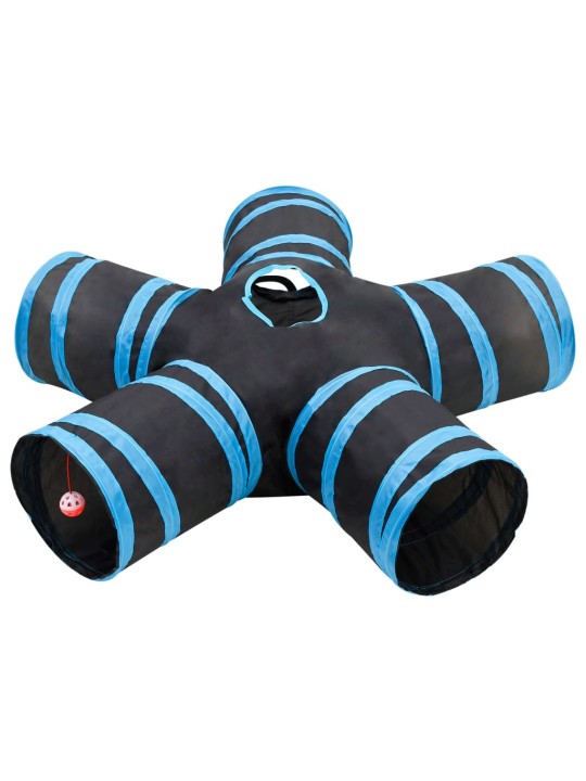 5-suunaline kassitunnel, must ja sinine, 25 cm, polüester