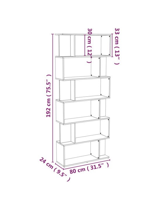 Raamatukapp, hall sonoma tamm, 80 x 24 x 192 cm, tehispuit