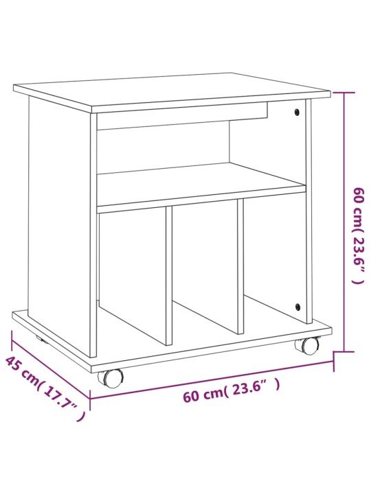 Ratastel kapp, hall sonoma tamm, 60 x 45 x 60 cm, tehispuit