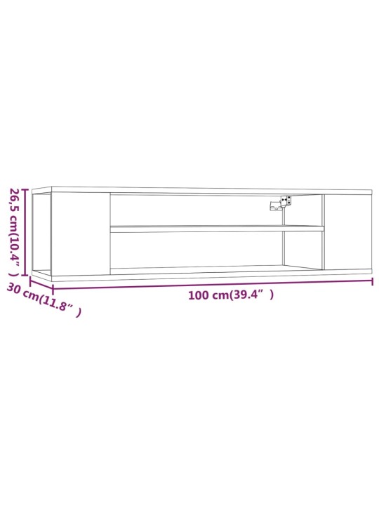 Seina telerikapp, suitsutatud tamm, 100x30x26,5 cm, tehispuit