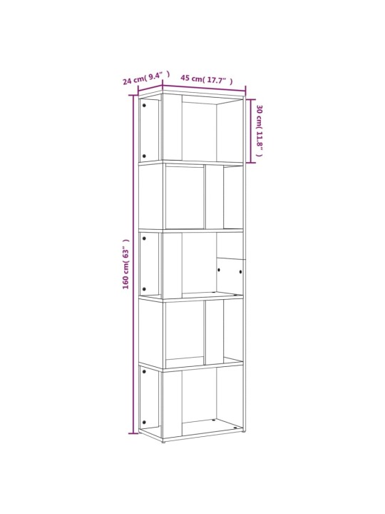 Raamatukapp, hall sonoma, 45x24x160 cm, tehispuit