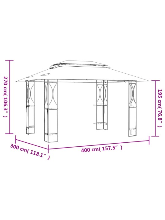 Katusega varjualune, antratsiithall, 400 x 300 x 270 cm, teras