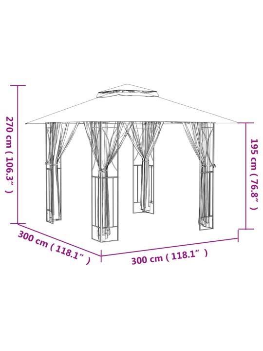 Varikatus külgseintega, antratsiithall, 300x300x270 cm, teras