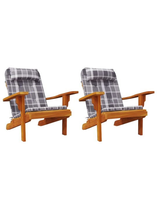 Adirondack toolipadjad 2 tk, hall ruudumuster, oxford kangas
