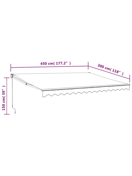 SISSETÕMMATAV VARIKATUS, ANTRATSIIT 4,5X3 M, KANGAS, ALUMIINIUM