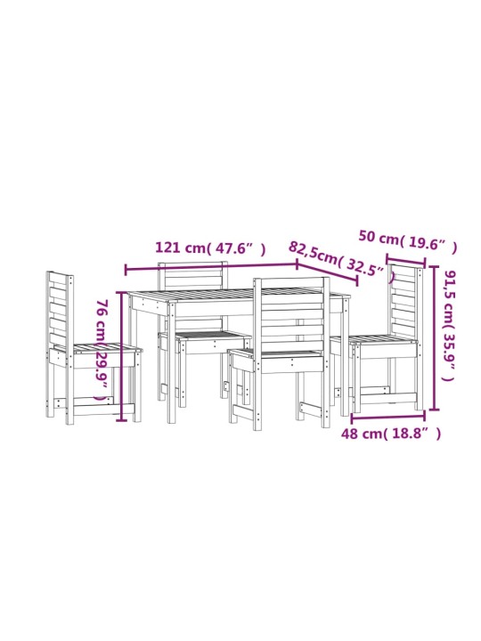 5-osaline aia söögimööbli komplekt, hall, männipuit