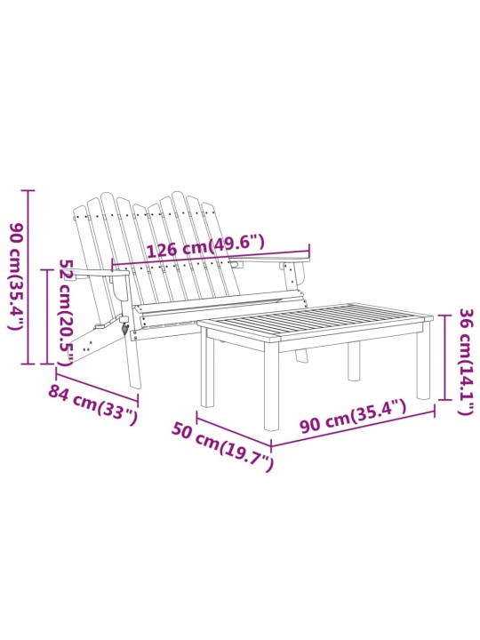 2-osaline adirondack aiamööbli komplekt, akaatsiapuit