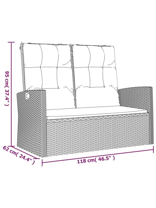 Allalastav aiapink patjadega, must, 118 cm, polürotang