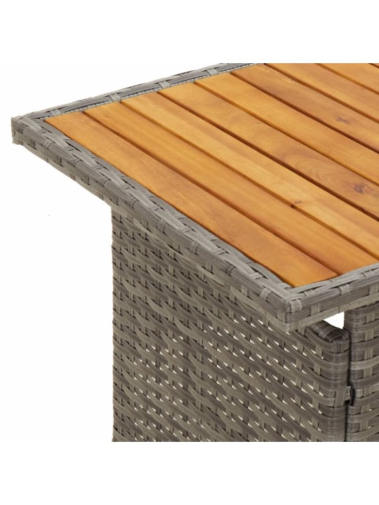 Aialaud, hall, 100x50x43/63 cm, akaatsiapuit ja polürotang