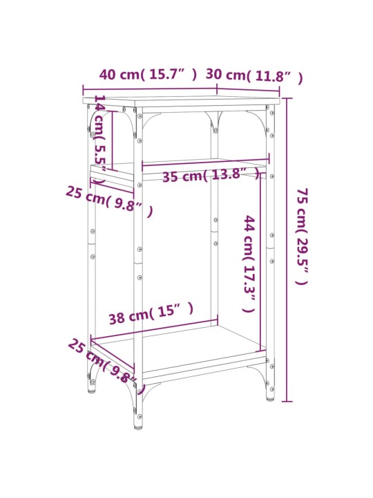 Lisalaud, hall sonoma tamm, 40 x 30 x 75 cm, tehispuit