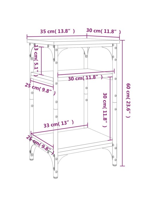 Lisalaud, hall sonoma tamm, 35x30x60 cm, tehispuit