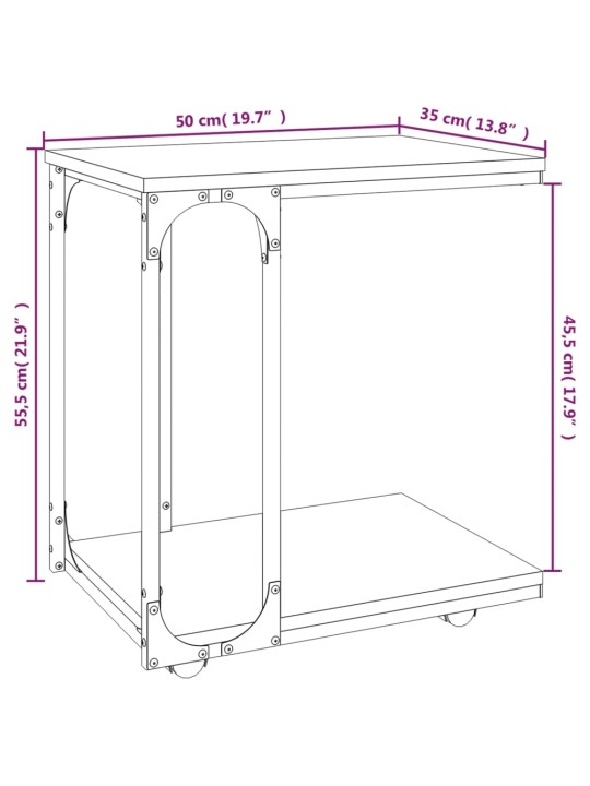 Lisalaud ratastega, hall sonoma tamm, 50x35x55,5 cm, tehispuit