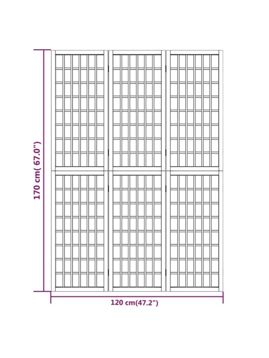Kokkupandav 3 paneeliga sirm, jaapani stiil, 120 x 170 cm
