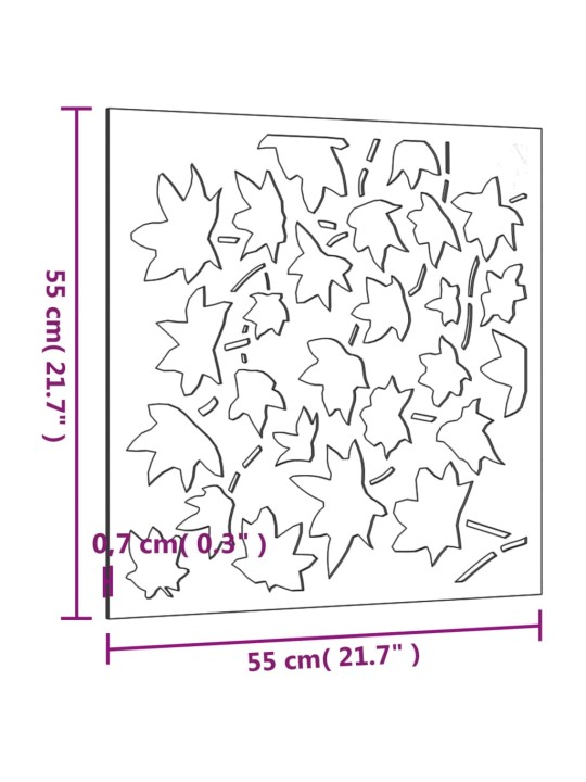 Aia seinakaunistus, 55x55 cm, corteni teras, vahtralehe disain