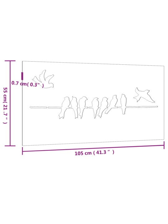 Aia seinakaunistus, 105x55 cm, corteni teras, linnudisain