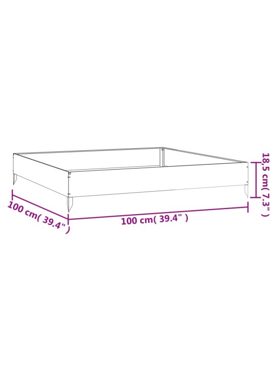 Taimekast, 100 x 100 x 18,5 cm, corten-teras