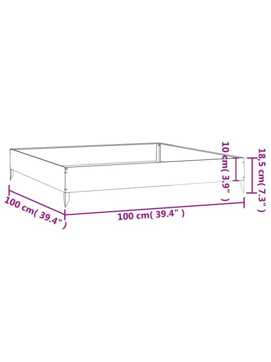 Taimekast, 100 x 100 x 18,5 cm, corten-teras