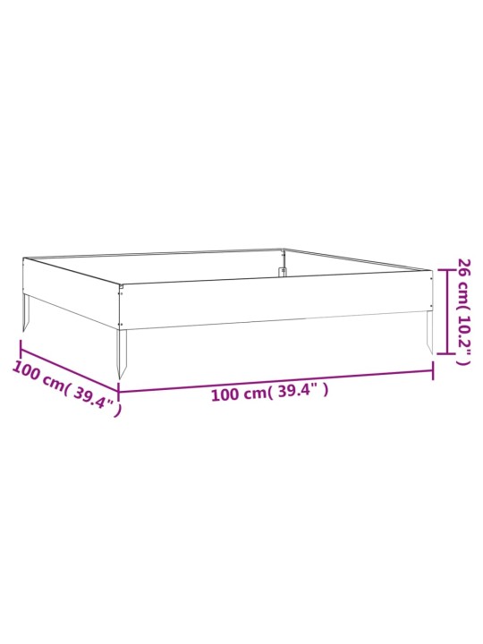 Taimekast, 100 x 100 x 26 cm, corten-teras