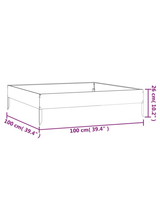 Taimekast, 100 x 100 x 26 cm, corten-teras