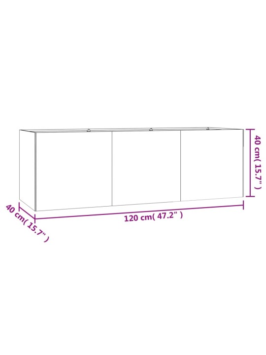 Taimekast, 120 x 40 x 40 cm, corten-teras