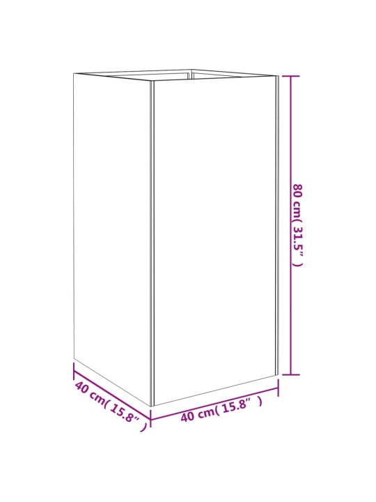 Taimekast, 40 x 40 x 80 cm, corten teras