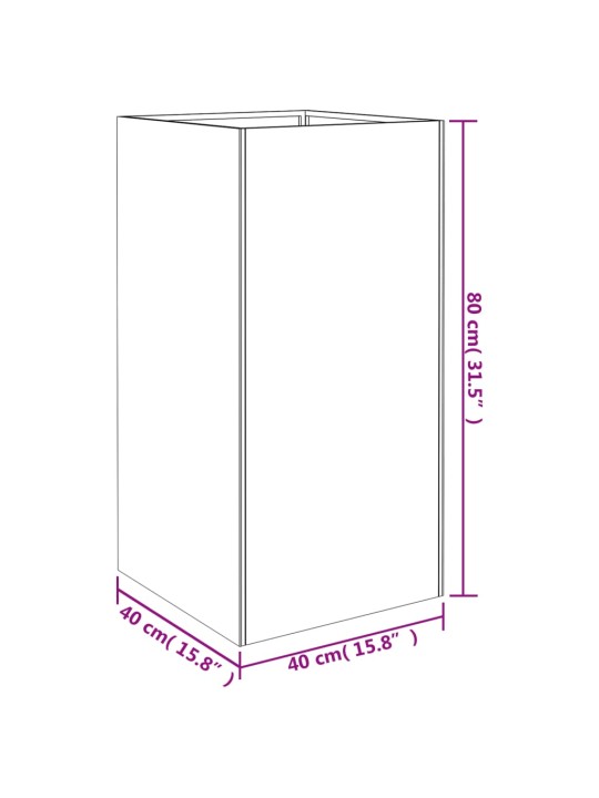 Taimekast, 40 x 40 x 80 cm, corten teras