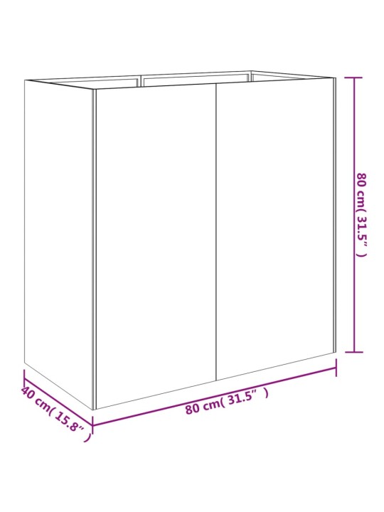 Taimekast, 80 x 40 x 80 cm, corten teras