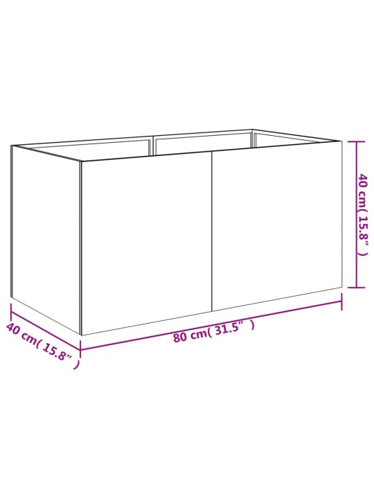 Taimekast, 80 x 40 x 40 cm, corten teras