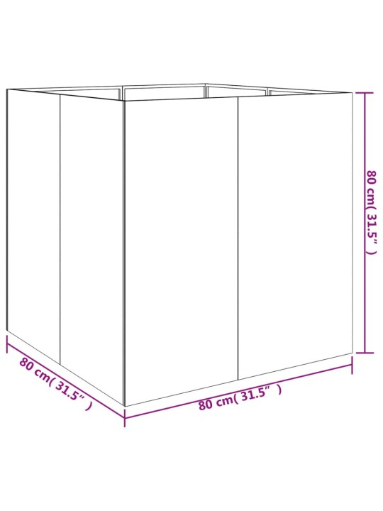 Taimekast, 80 x 80 x 80 cm, corten teras