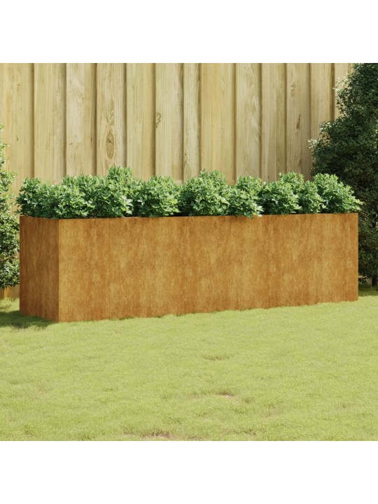 Taimekast, 280 x 80 x 80 cm, corten-teras