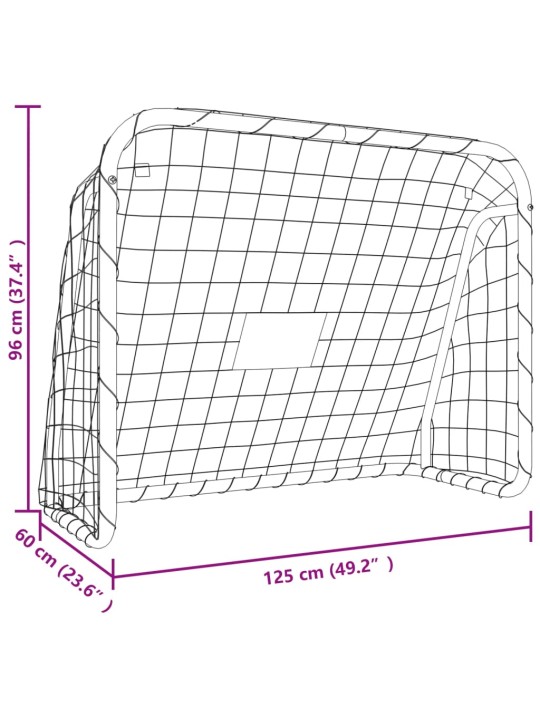 Jalgpallivärav võrguga, valge, 125x96x60 cm, teras ja polüester