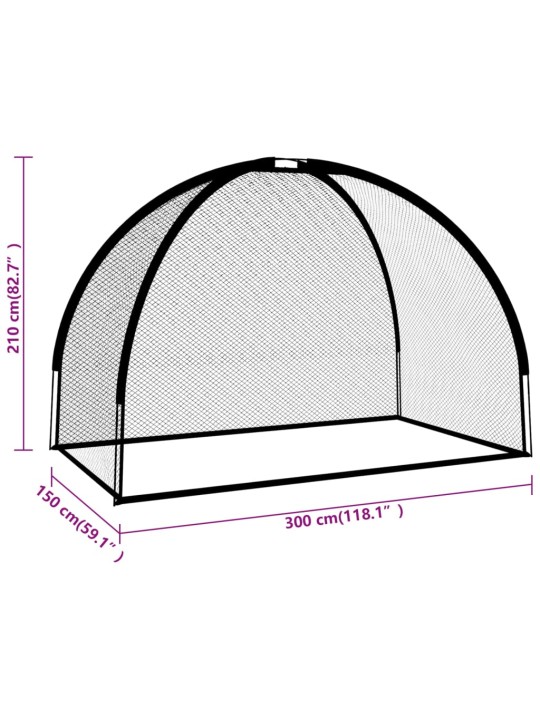 Golfi harjutusvõrk, must, 300 x 150 x 210 cm, polüester