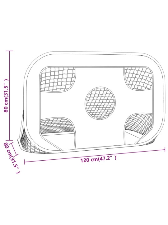 Jalgpallivärav sihtimismatiga, 120 x 80 x 80 cm, polüester