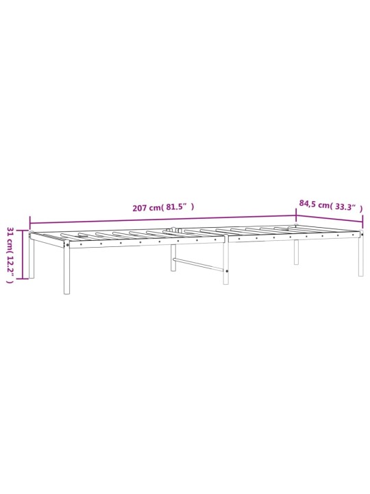 Metallist voodiraam, must, 80x200 cm