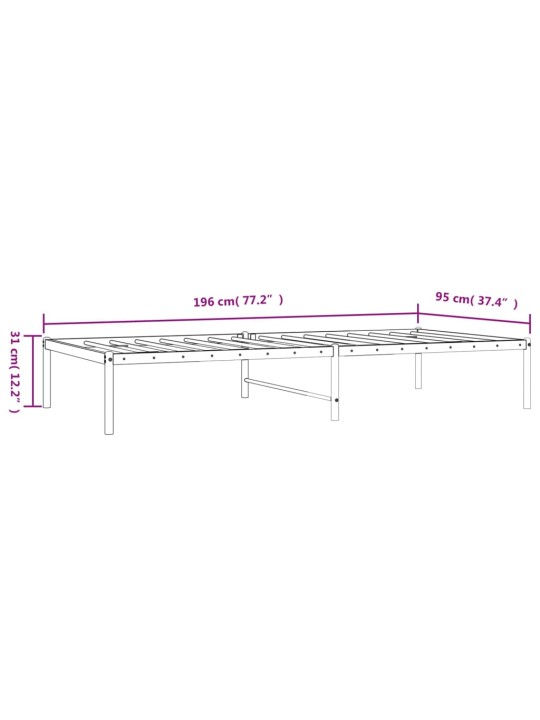 Metallist voodiraam, must, 90 x 190 cm